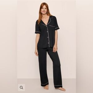 Eberjey Black Pajama Set with Sorbet Trim